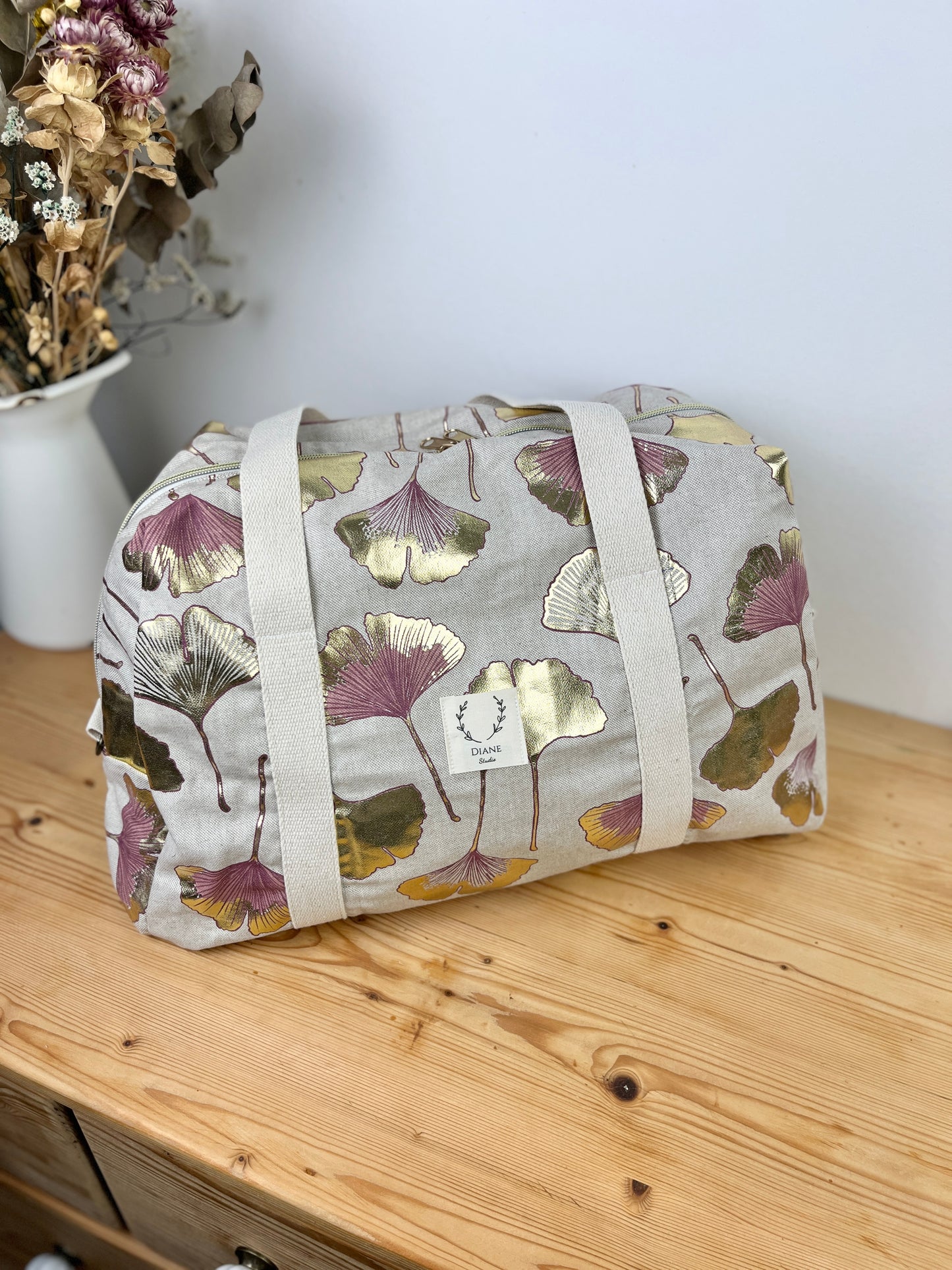 Hélène the golden ginkgo diaper bag