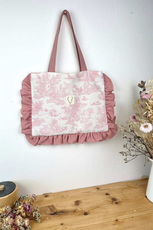 The small Margaret Annie tote bag in pink gingham