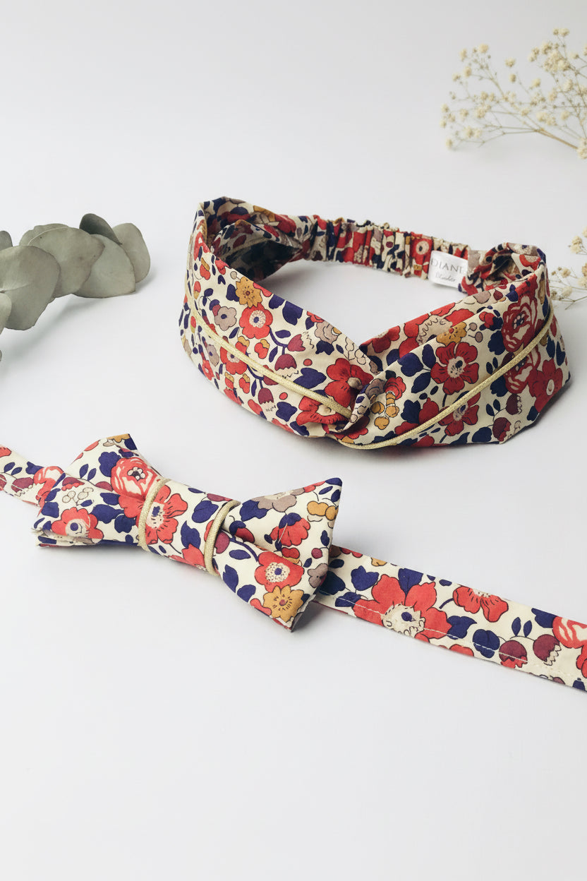 Set: gold bow tie and headband 