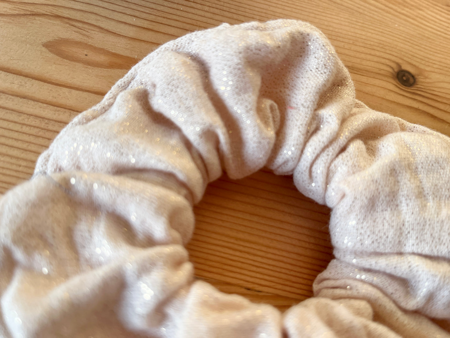 Gold glittery gauze scrunchie