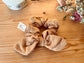 Camel gauze scrunchie with gold polka dots