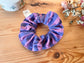 Striped mauve and blue cotton scrunchie