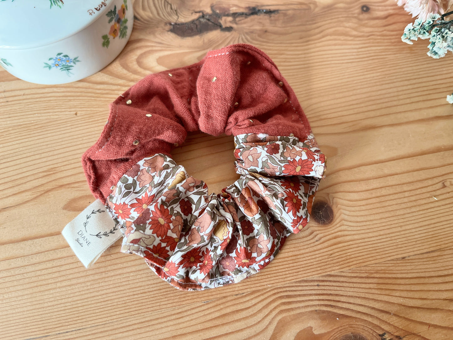 Poppy forest cotton scrunchie and gauze