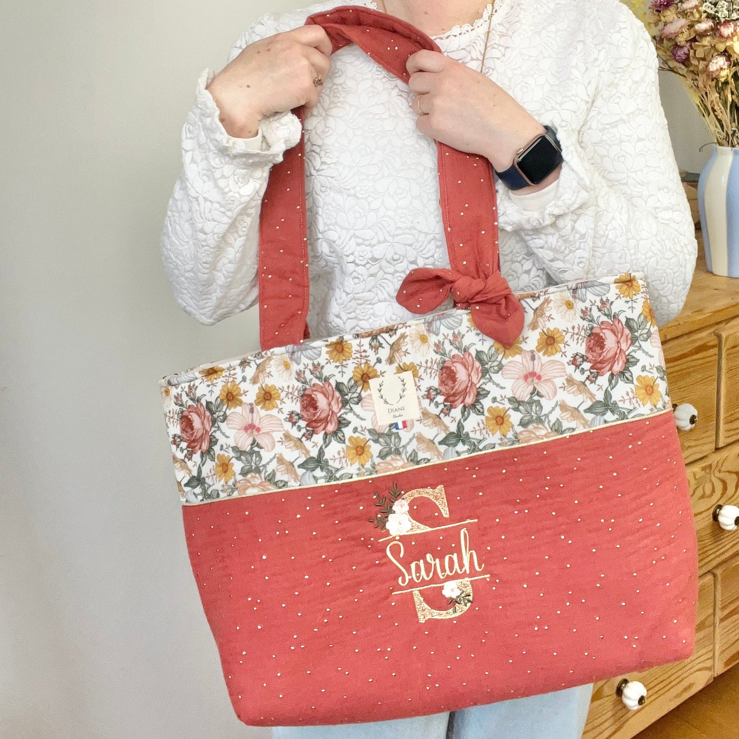 The large Adelaide tote bag is 100% customizable.