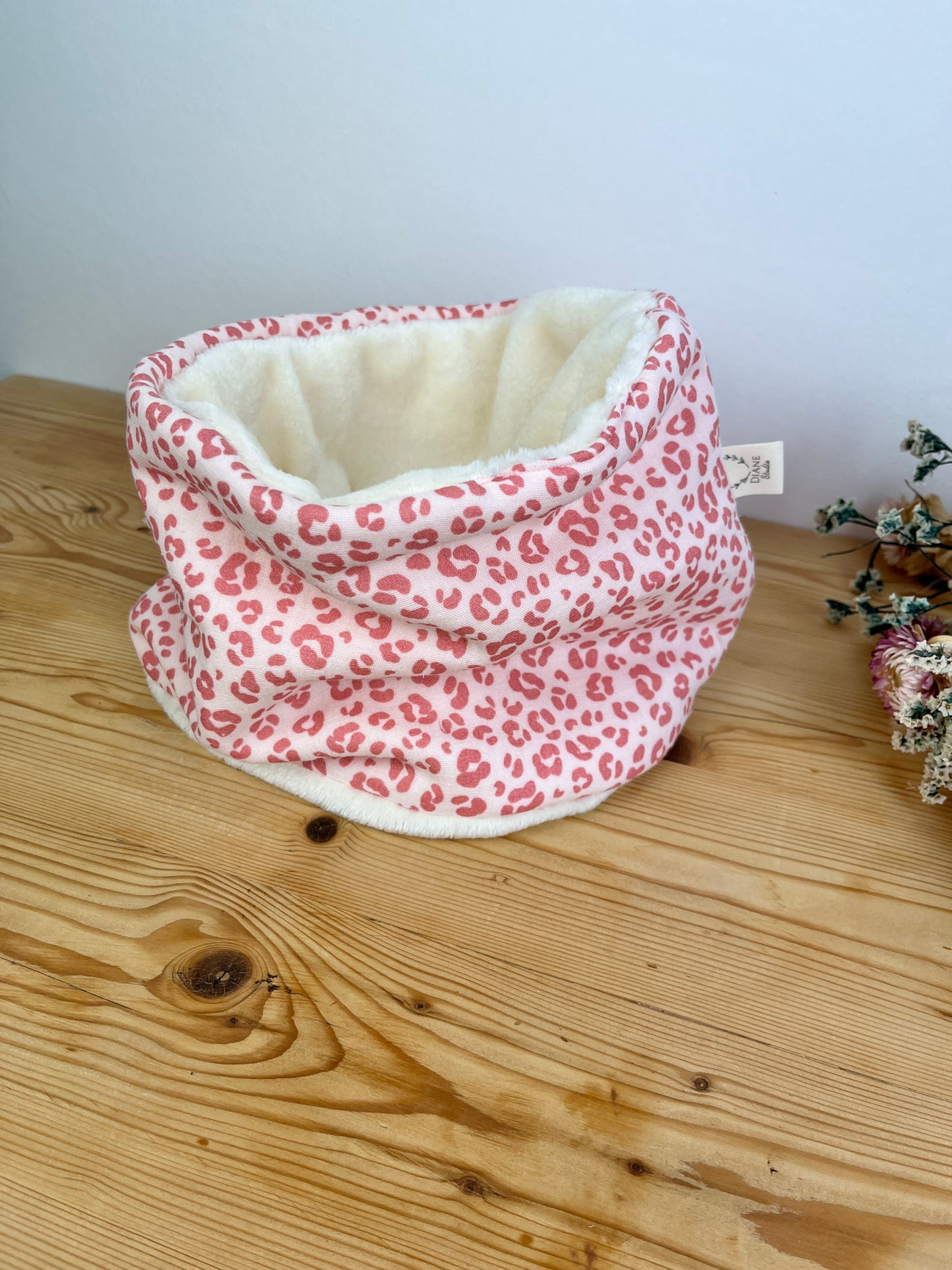 Pink leopard print gauze neck warmer