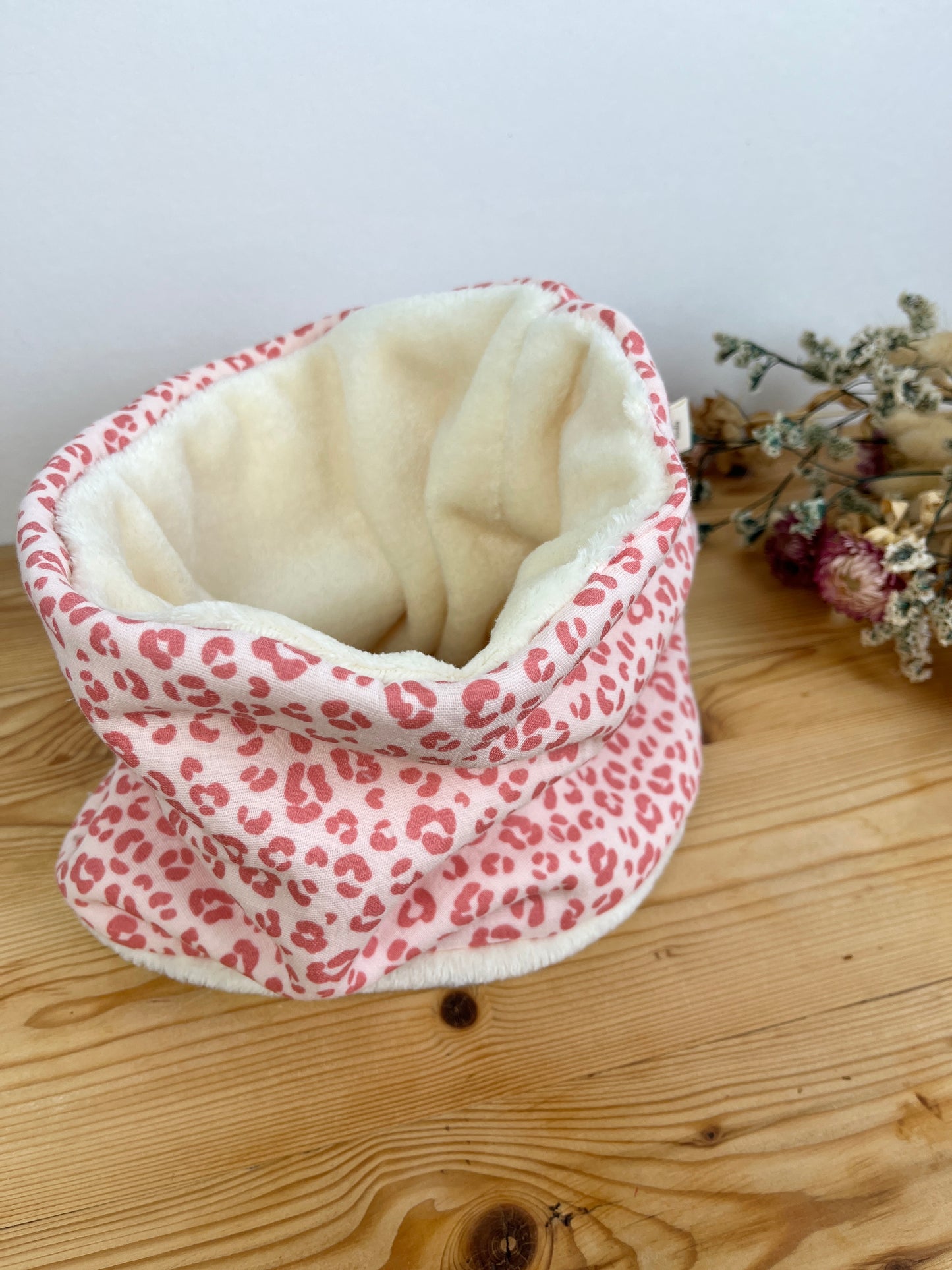 Pink leopard print gauze neck warmer