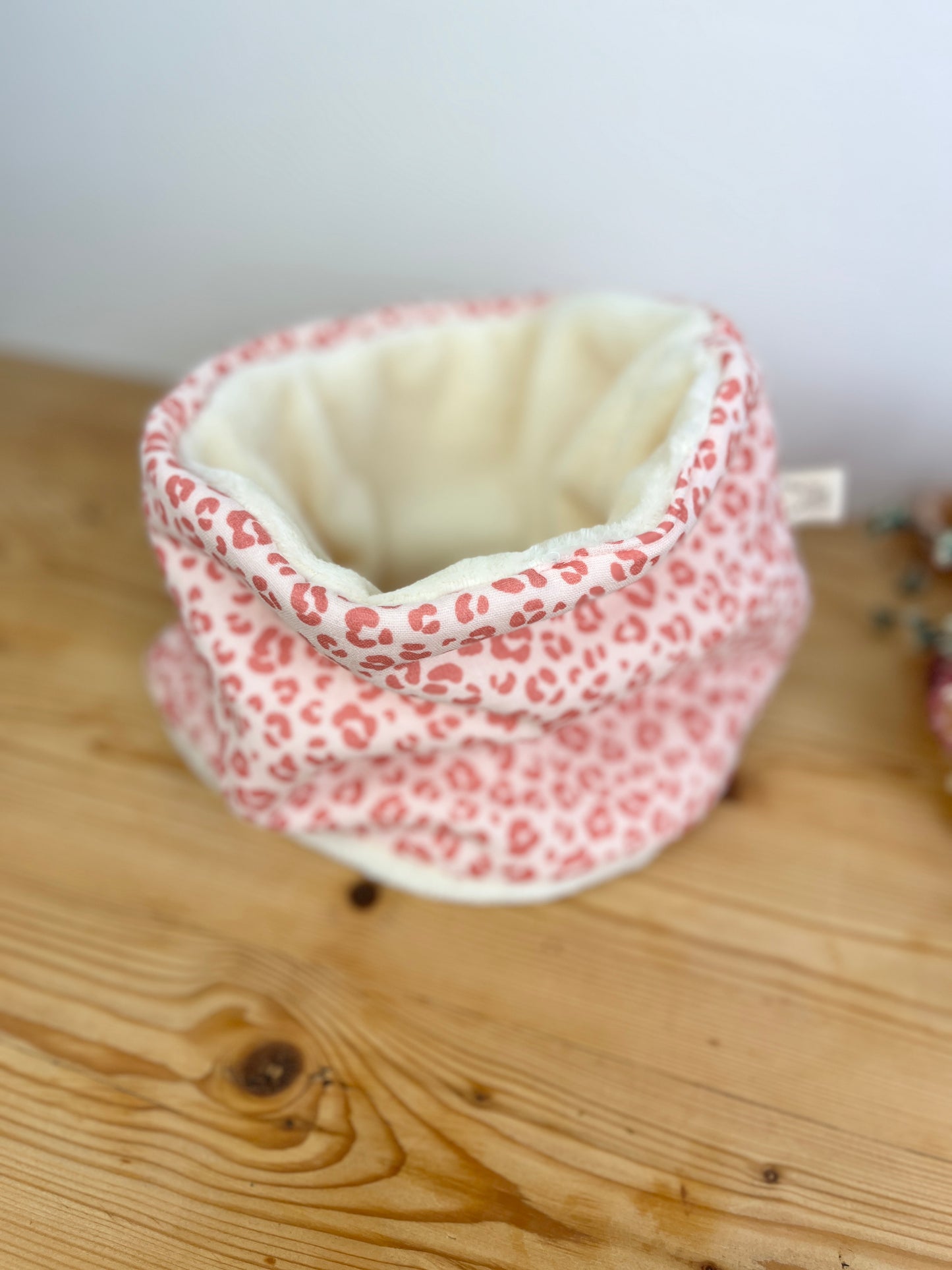 Pink leopard print gauze neck warmer