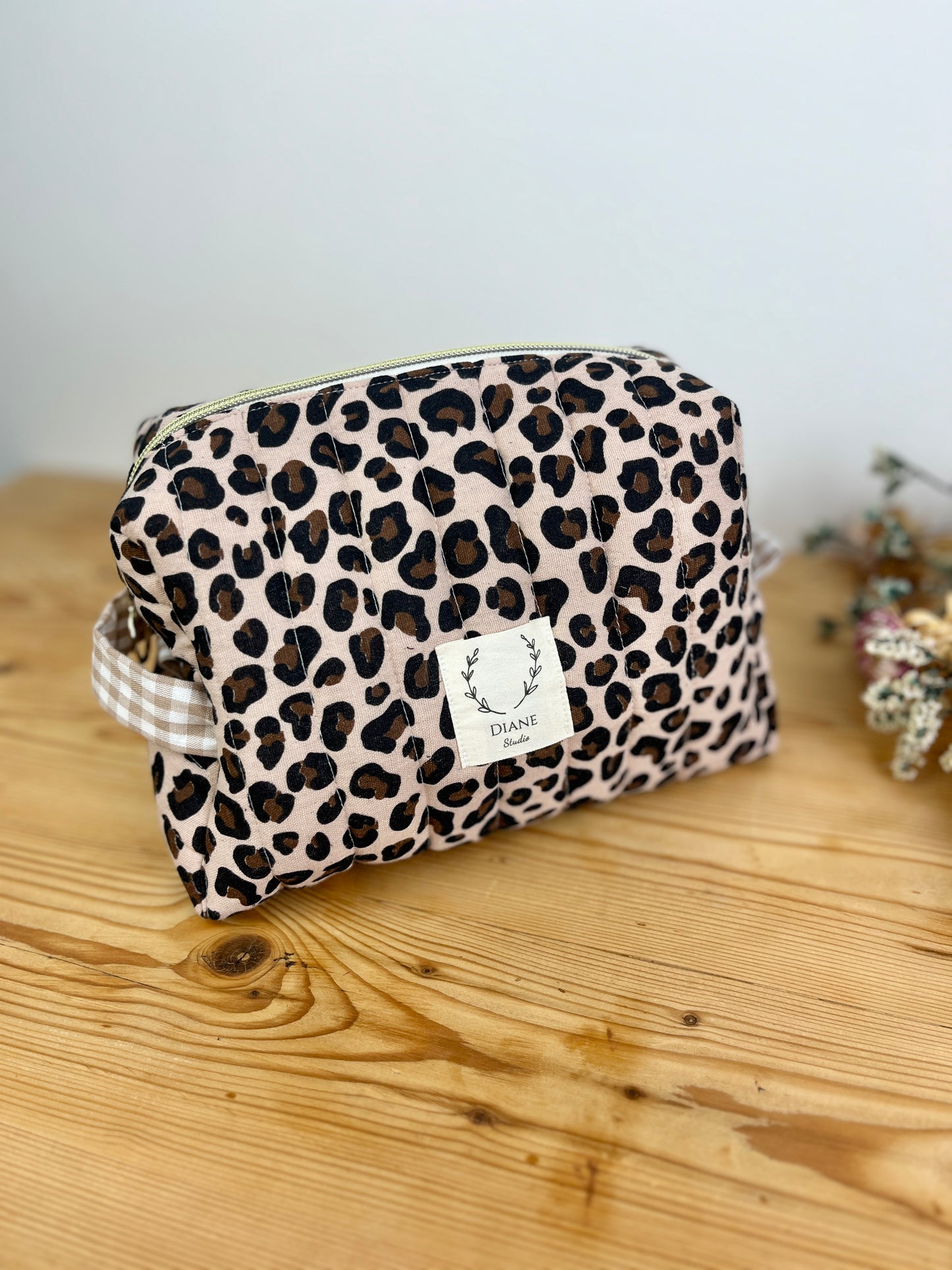 Set: toiletry bag and leopard print scrunchie 