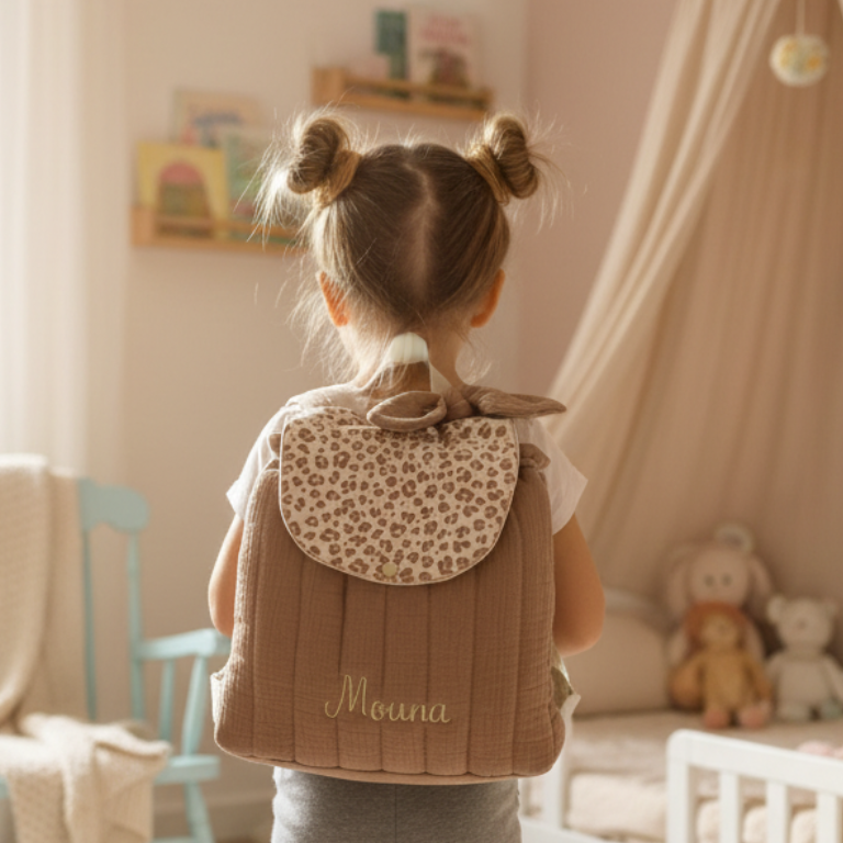 Set includes: Toiletry bag, blanket, doll, notebook cover, and bonnet 