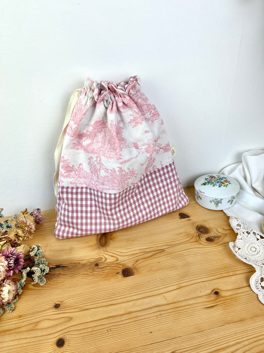 Pochon jouy et vichy rose