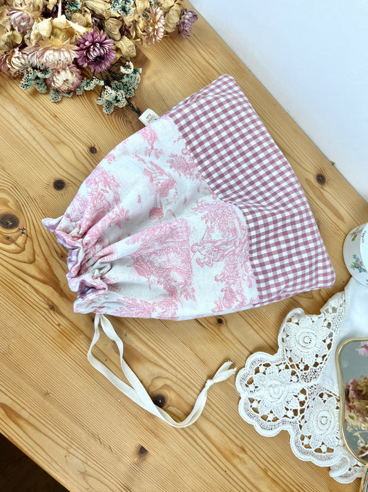 Pochon jouy et vichy rose