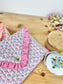 Charlotte quilted clutch bag in double floral gauze