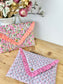 Charlotte quilted clutch bag in double floral gauze