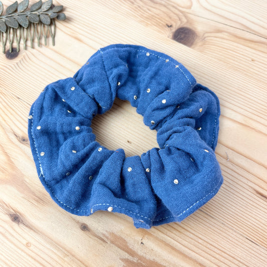 Cobalt double gauze scrunchie