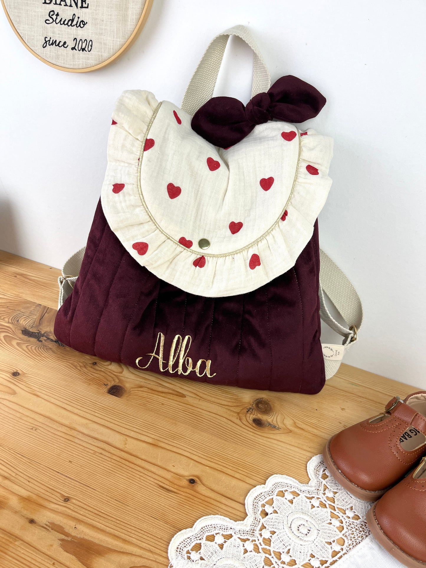 Ensemble : sac à dos Eglantine, couverture enfant personnalisable