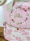 Le sac à dos enfant Ombeline gaze et jouy rose couronne fleurie