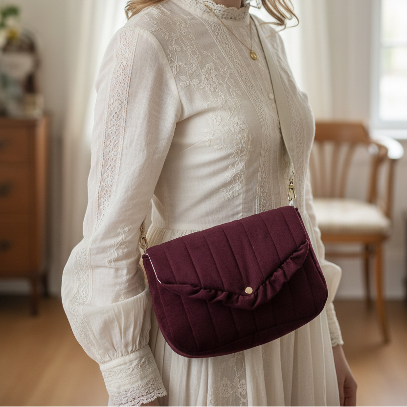 Le sac Elise velours cerise