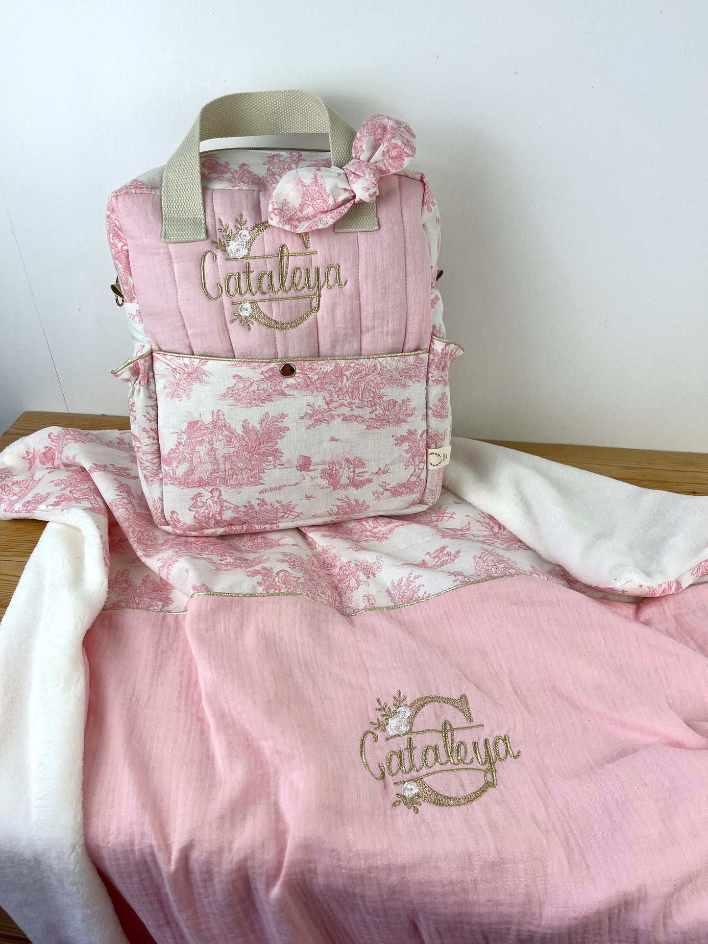 Ensemble : couverture enfant et sac Ombeline personnalisable
