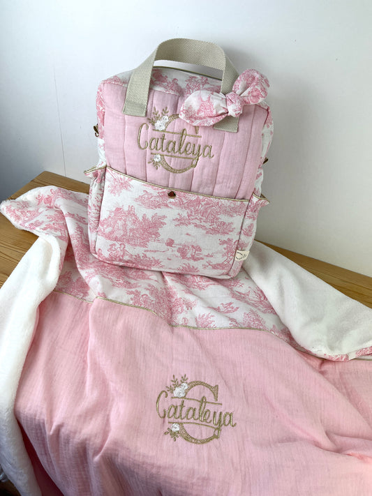 Ensemble : couverture enfant et sac Ombeline personnalisable