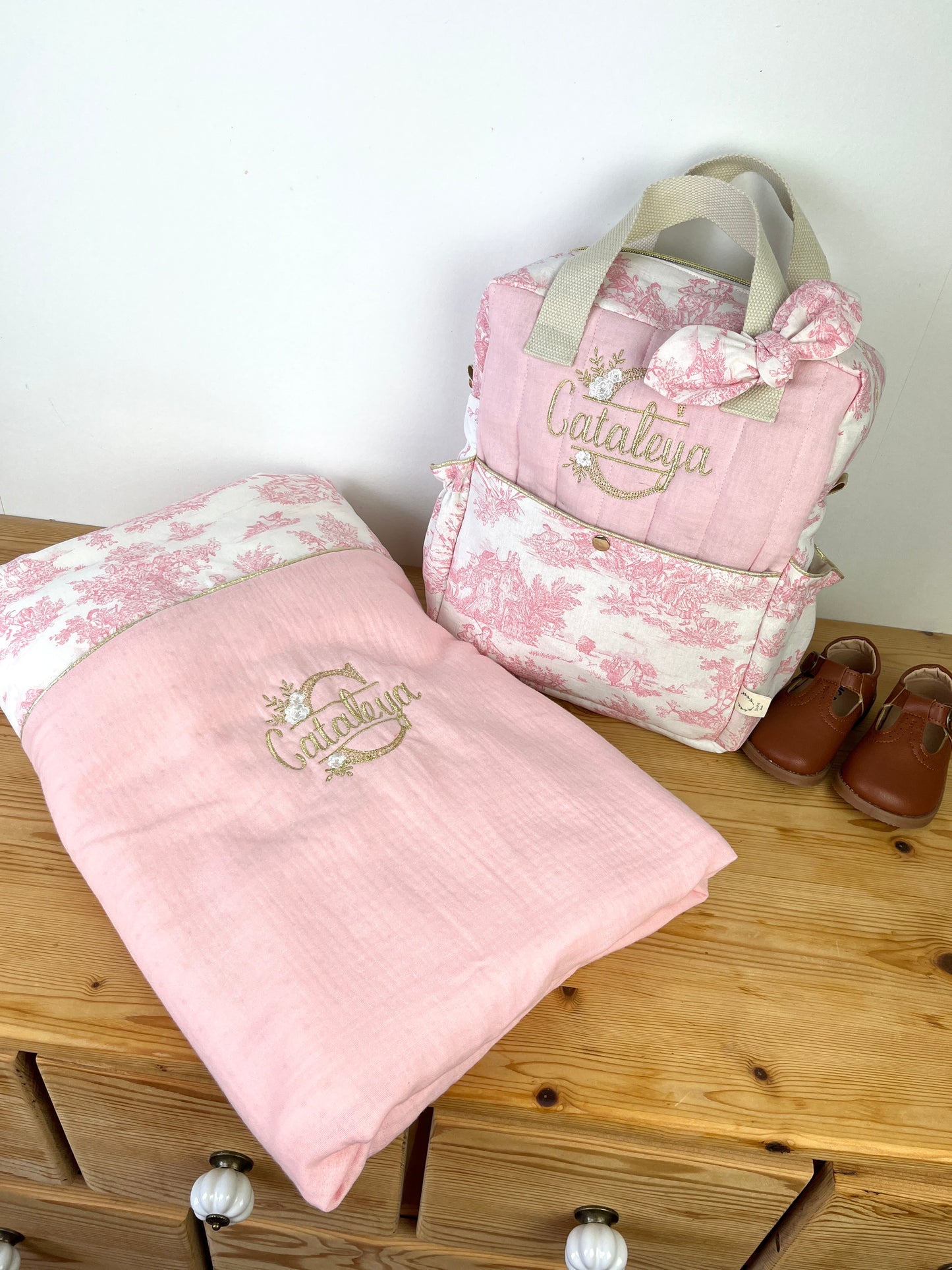 Ensemble : couverture enfant et sac Ombeline personnalisable