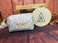Set: toiletry bag and embroidered tambourine 
