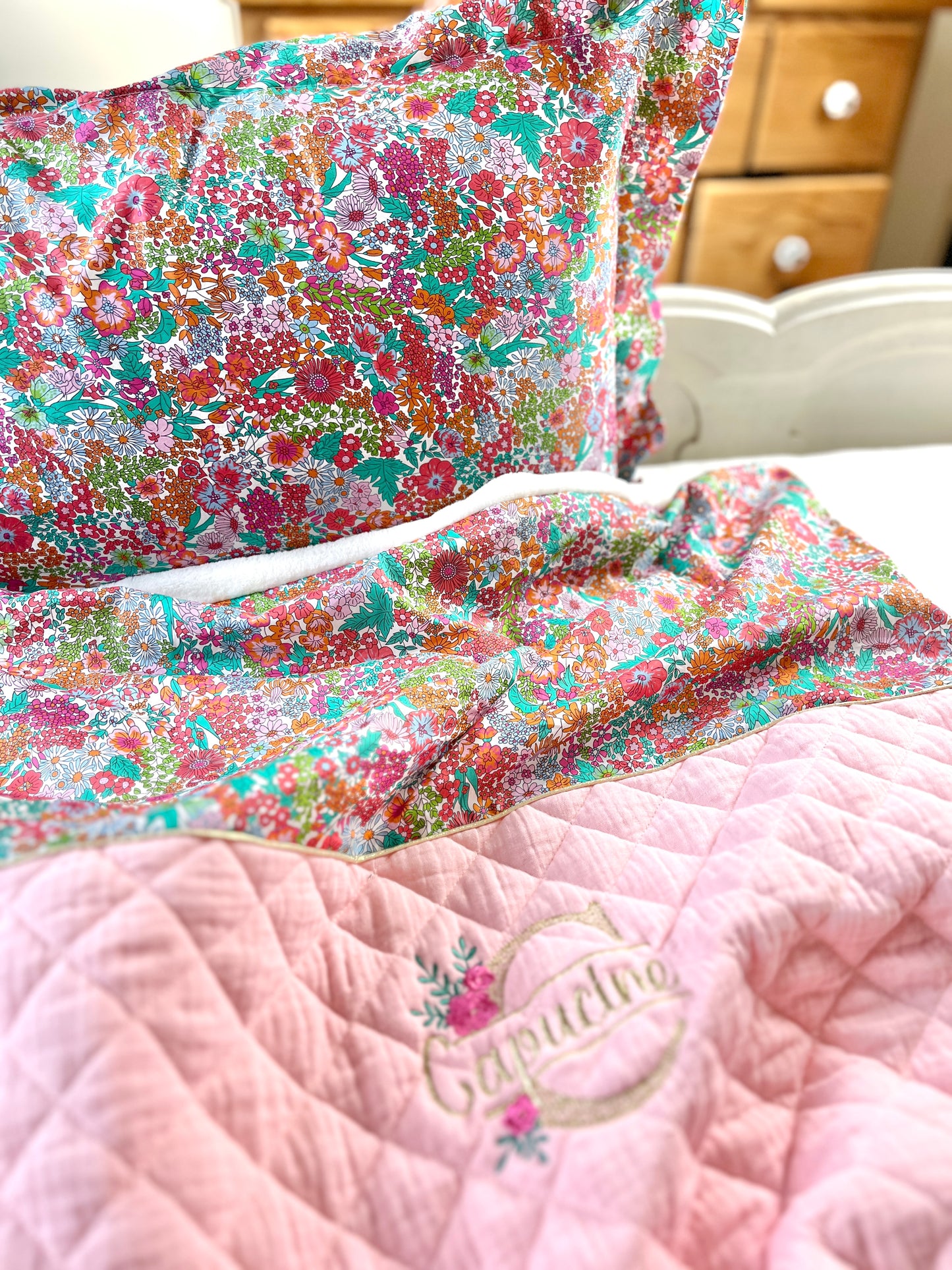 Nap set: Liberty of London blanket and pillowcase, 100% customizable