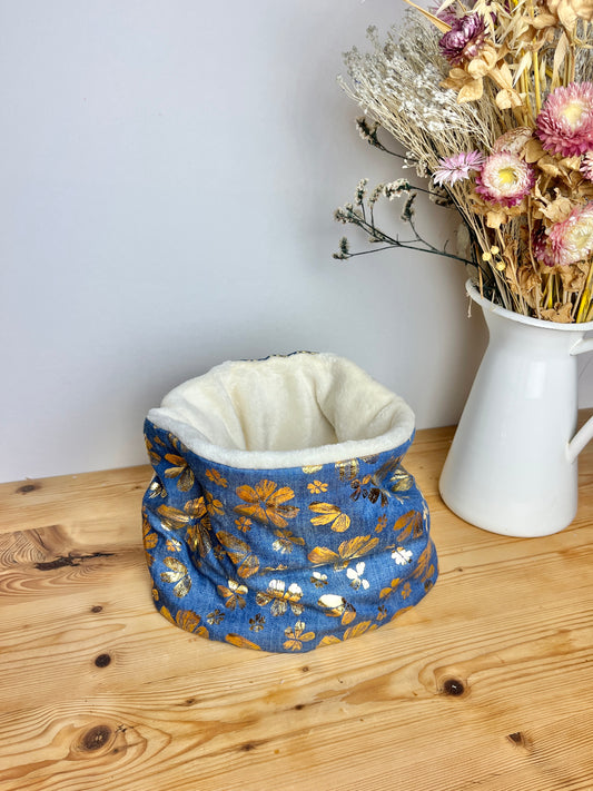 Le tour de cou enfant denim et fleurs dorées