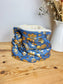 Children's neck warmer in denim and gold flowers