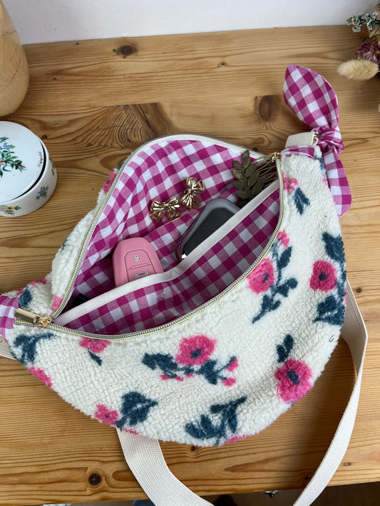 Le sac banane sherpa fleuri -sur commande