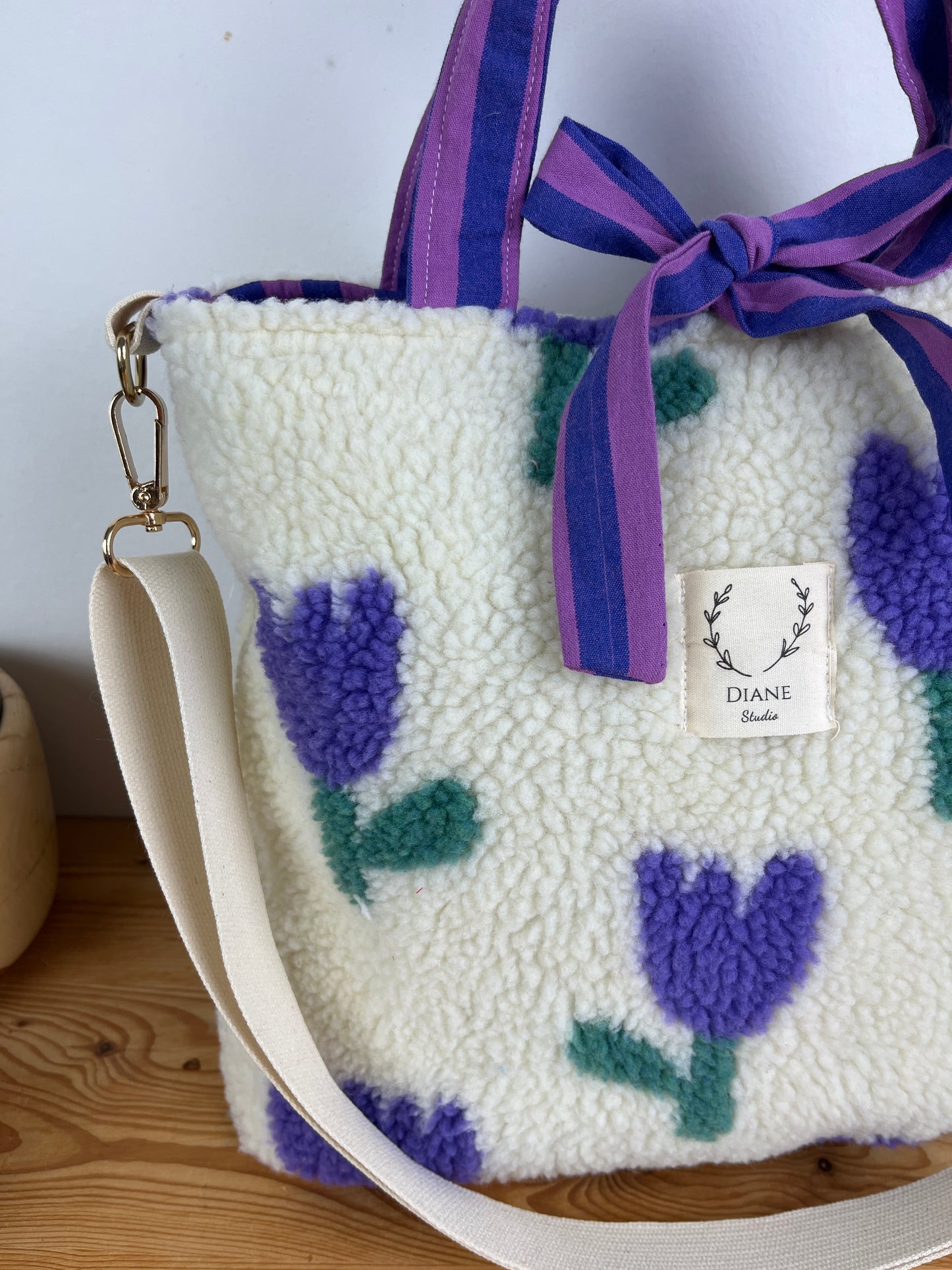 Félicie sherpa bag, mauve tulip - made to order