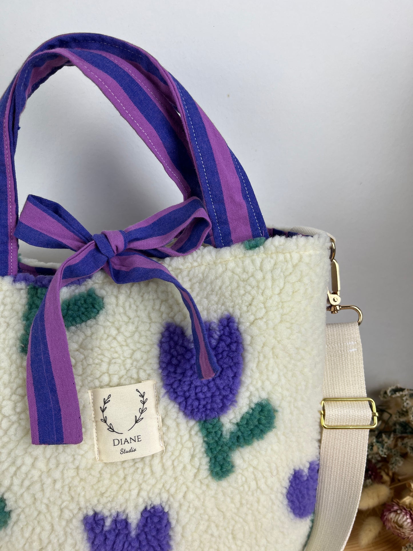 Félicie sherpa bag with tulip print - made to order