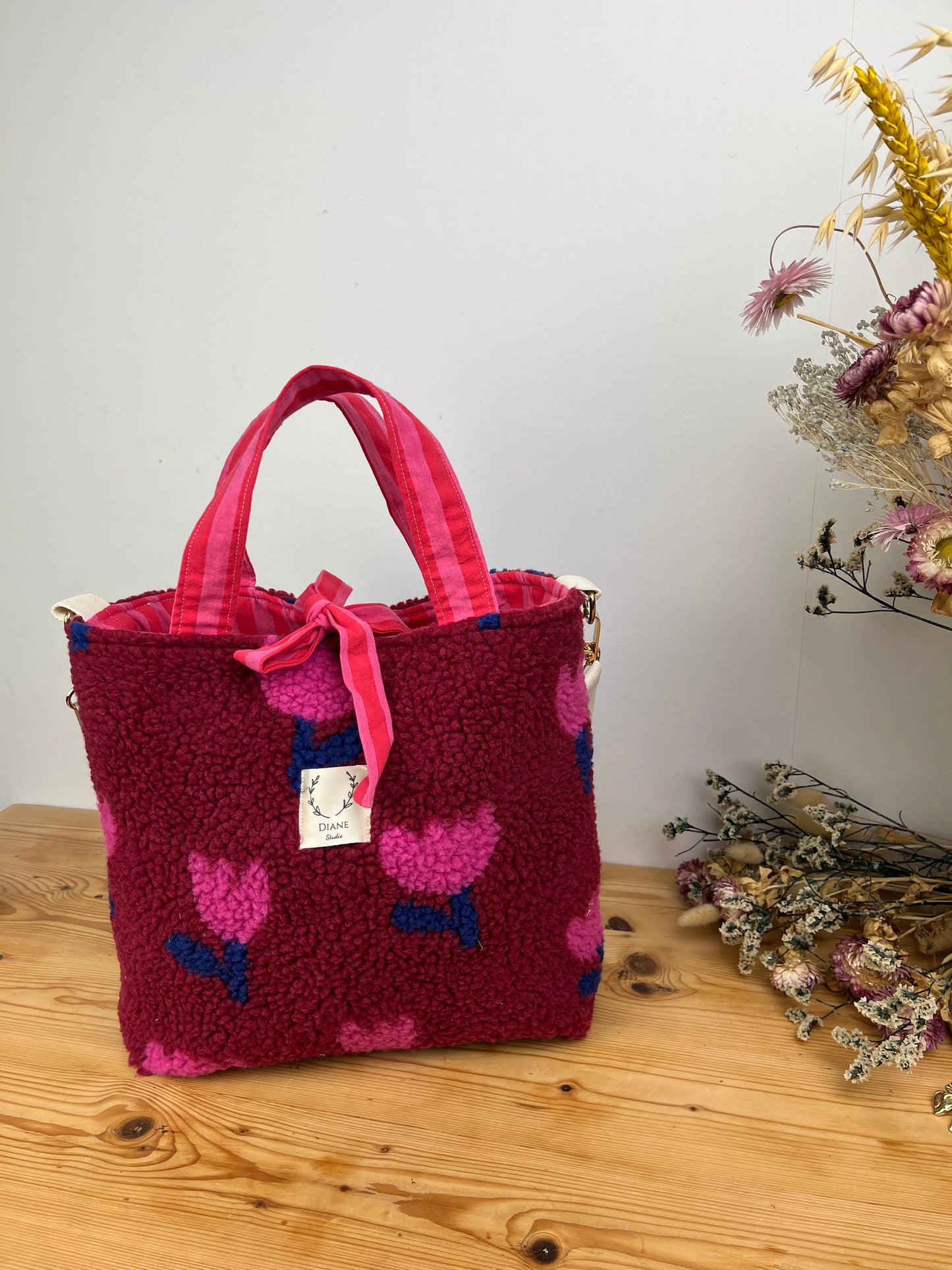 Félicie sherpa bag with tulip print - made to order