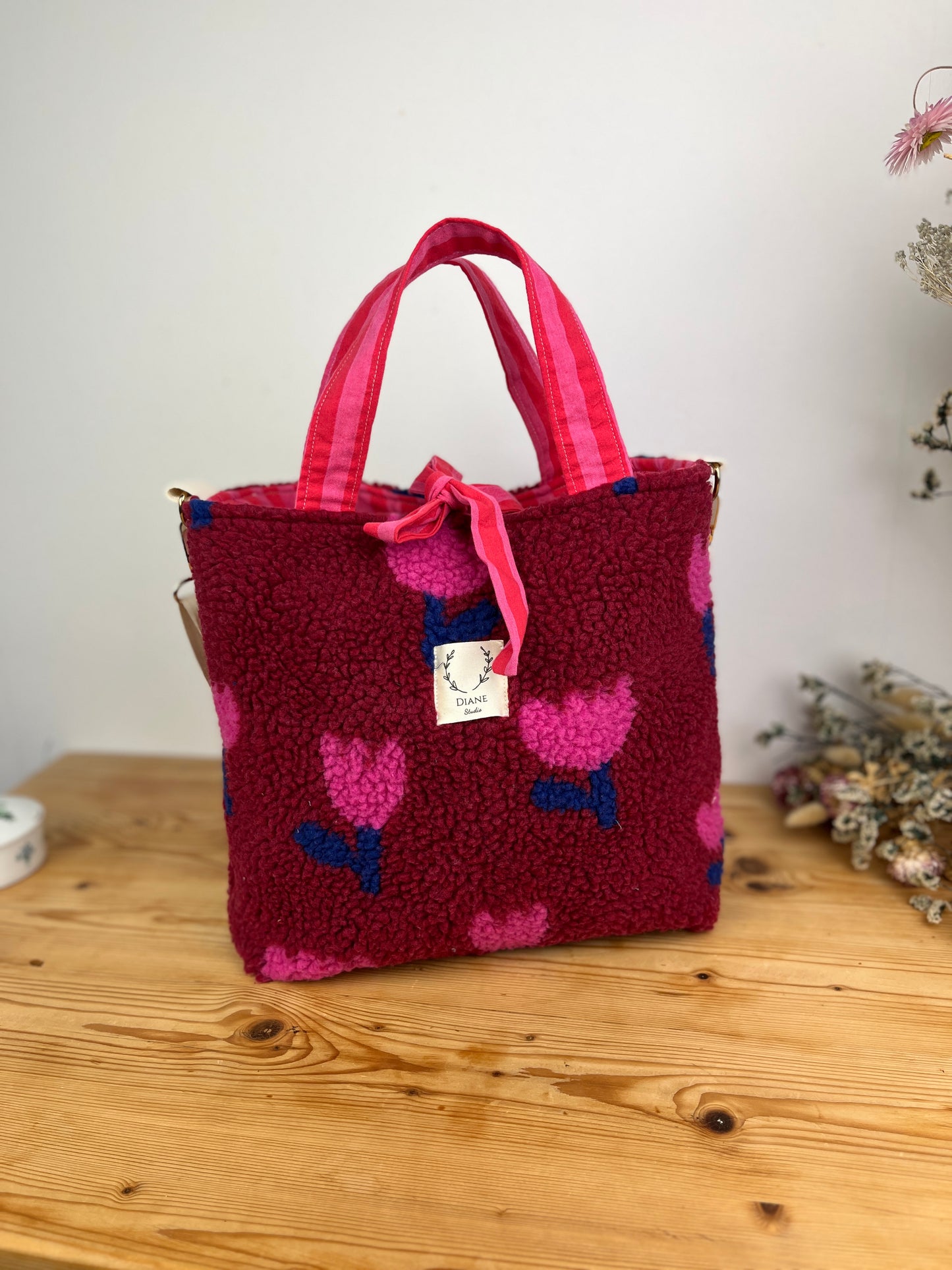 Félicie sherpa bag with tulip print - made to order