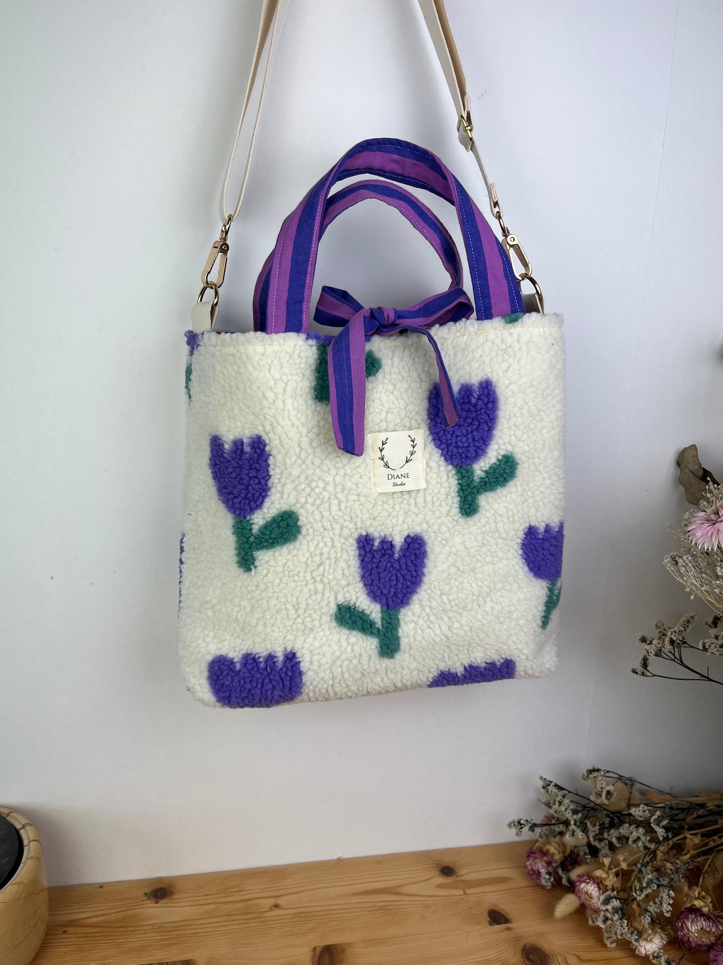 Félicie sherpa bag, mauve tulip - made to order