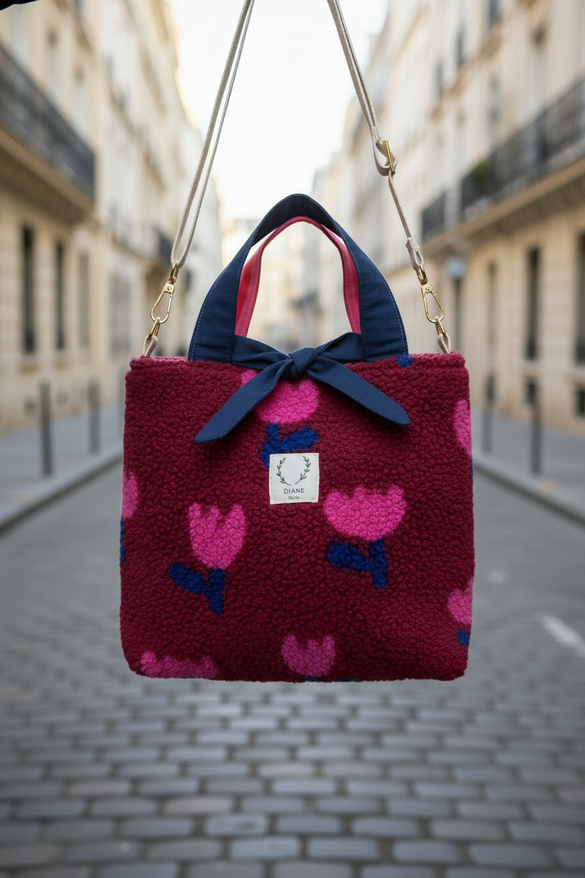 Sac Félicie sherpa tulipe roses
