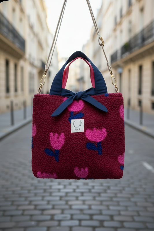 Sac Félicie sherpa tulipe roses