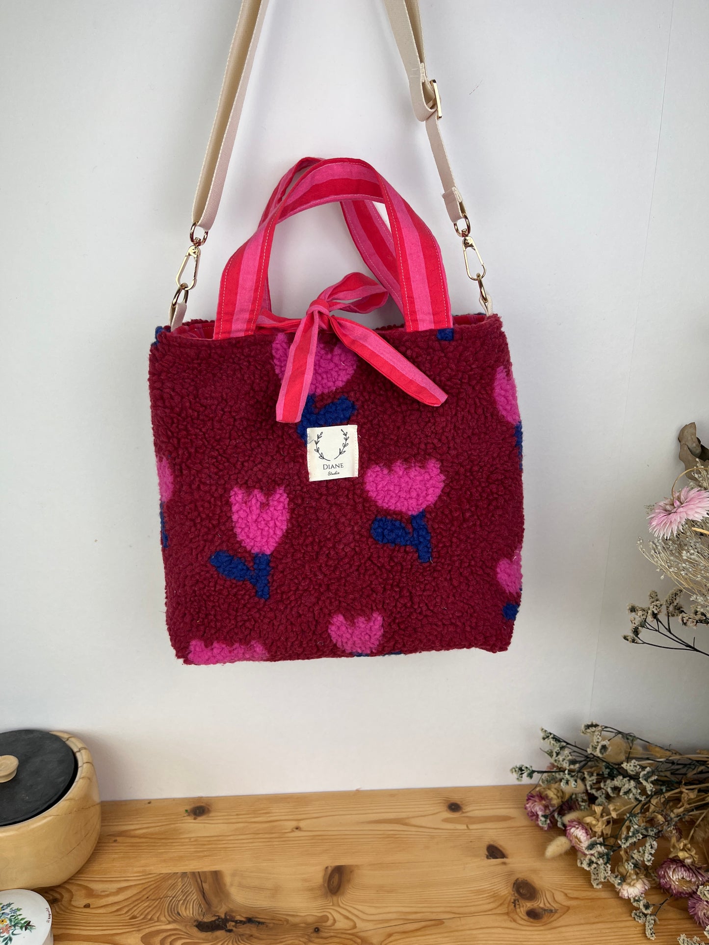 Félicie sherpa bag with tulip print - made to order