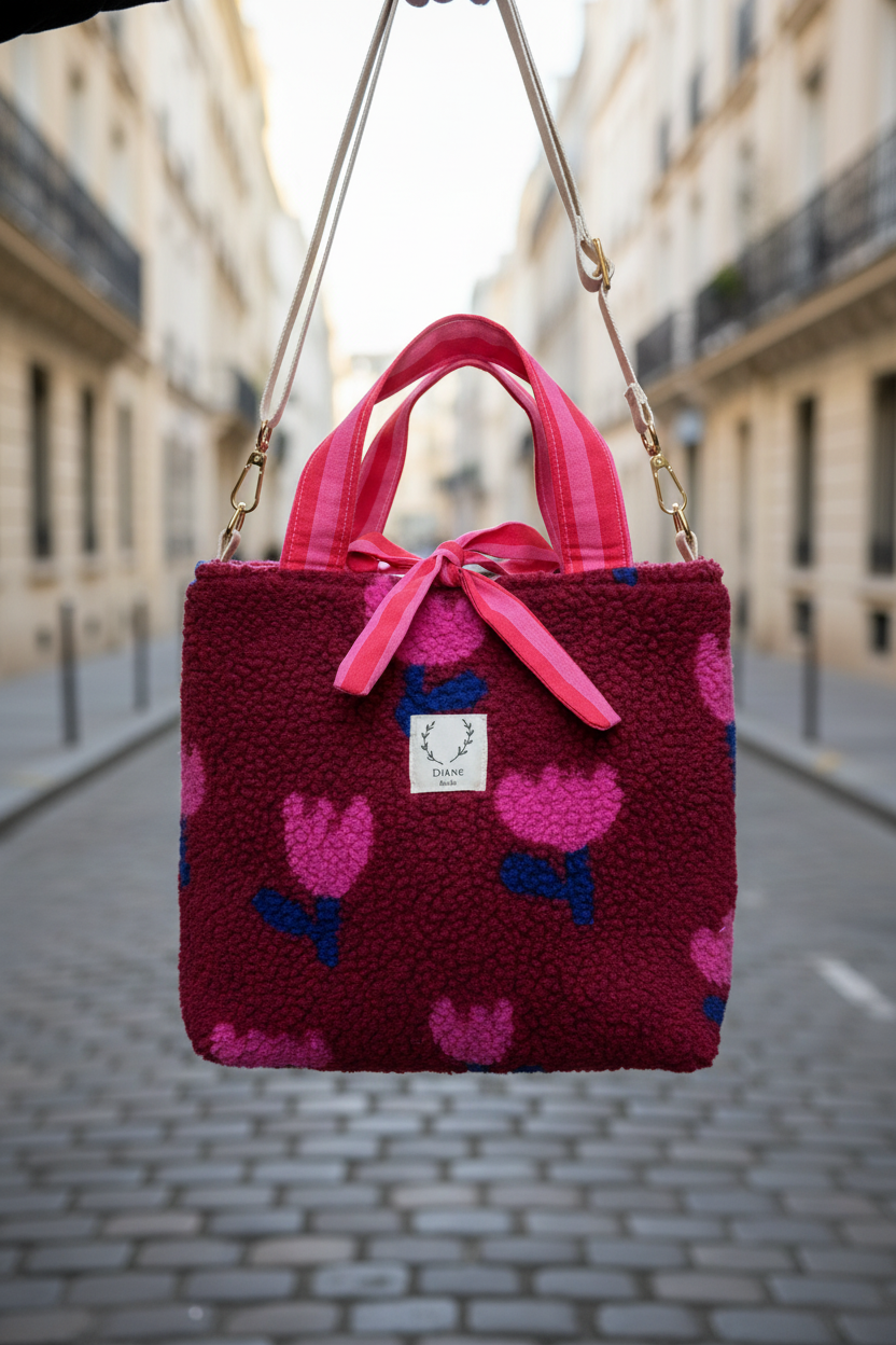 Félicie sherpa bag with tulip and rose print
