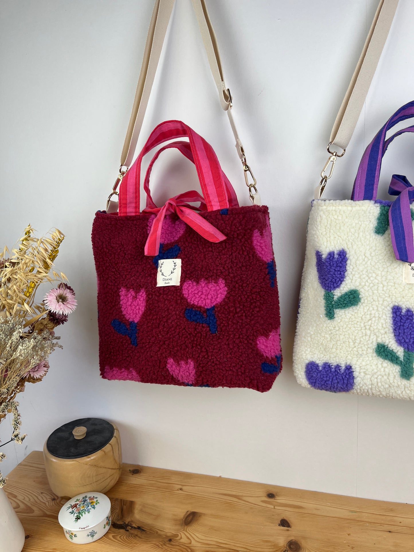 Félicie sherpa bag with tulip print - made to order