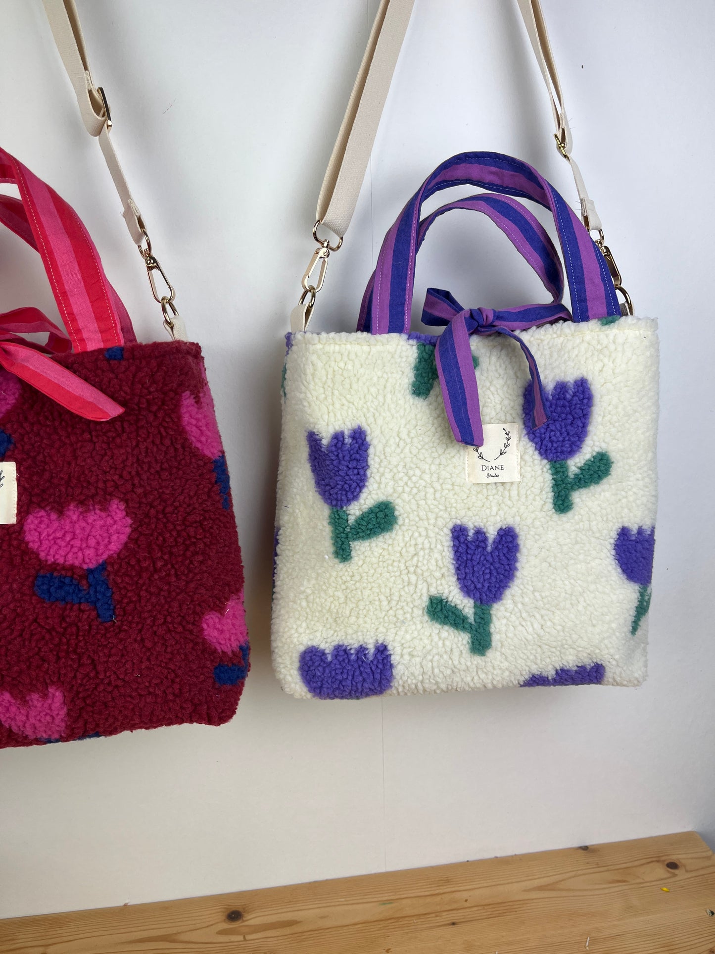 Félicie sherpa bag, mauve tulip - made to order