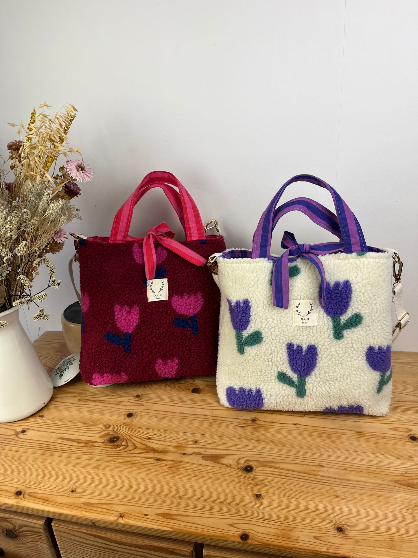 Félicie sherpa bag with tulip print - made to order