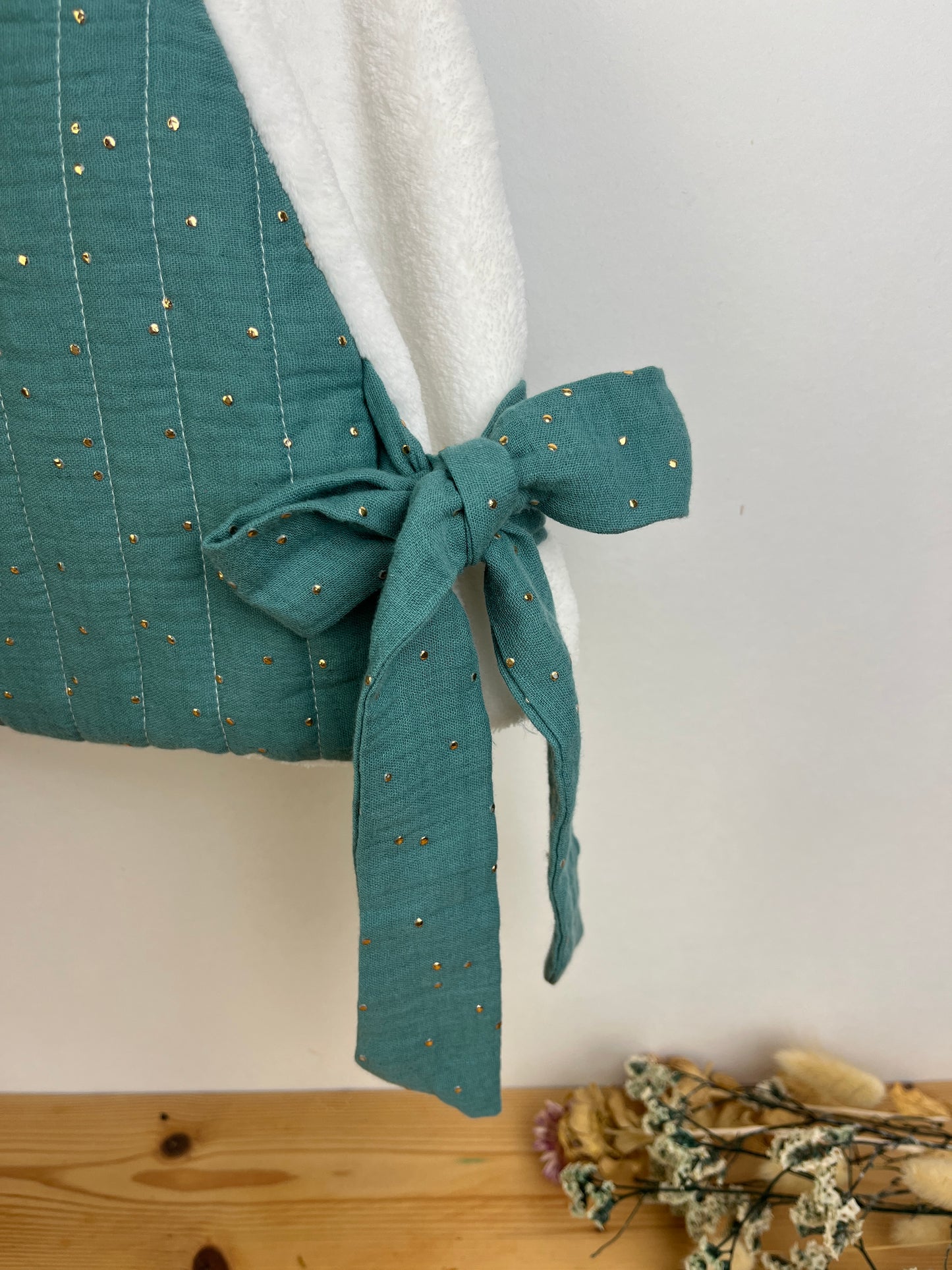 The Josephine sweater in eucalyptus gauze and soft fleece