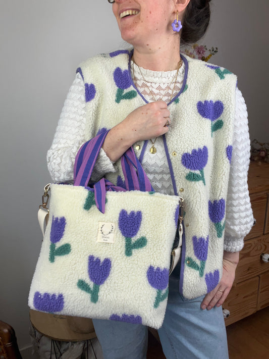 Sac Félicie sherpa tulipe mauve