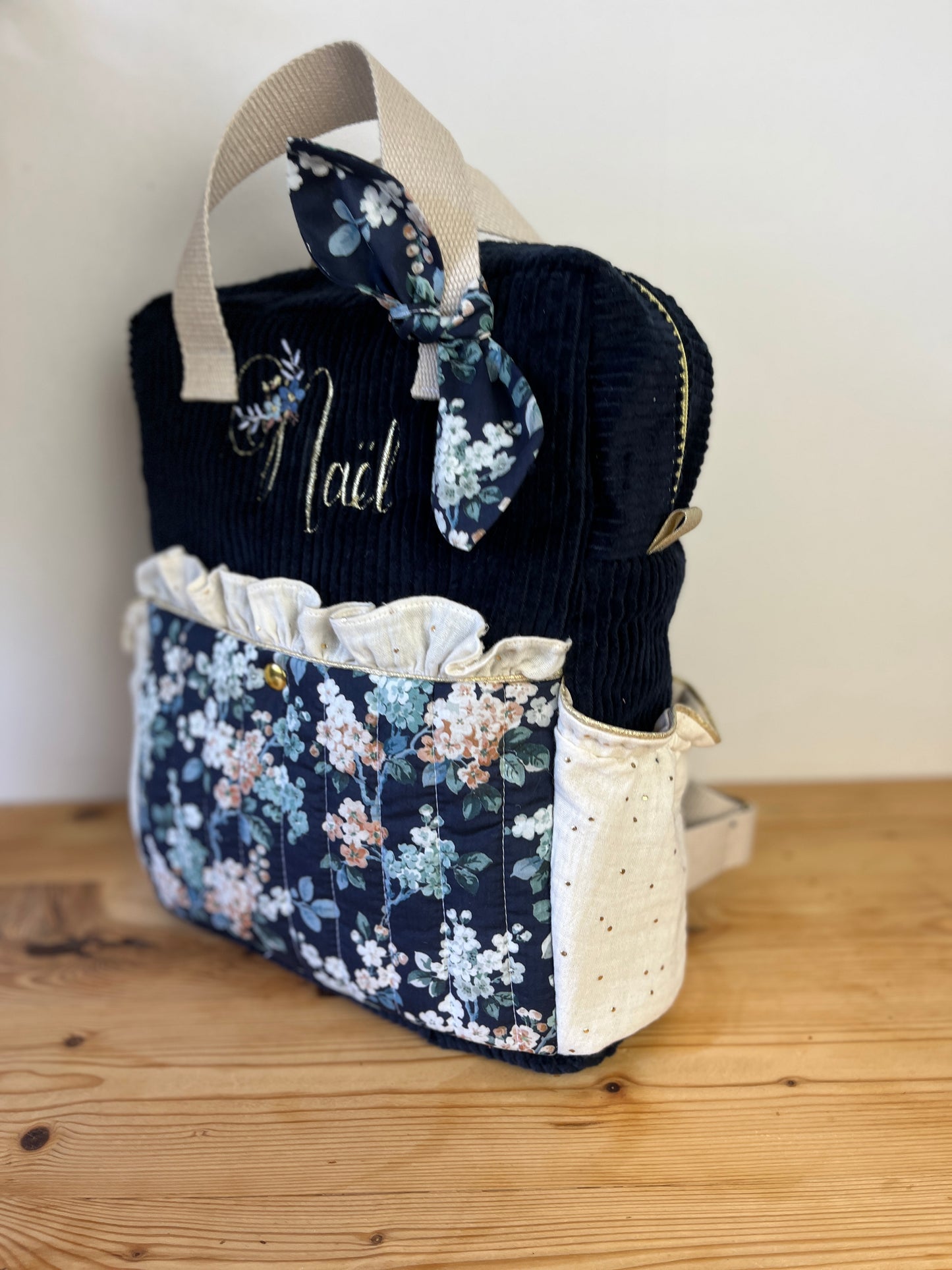 Set: Ombeline blanket and bag with floral initial 