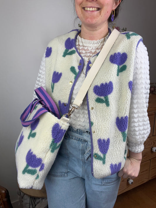 Sac Félicie sherpa tulipe mauve -sur commande
