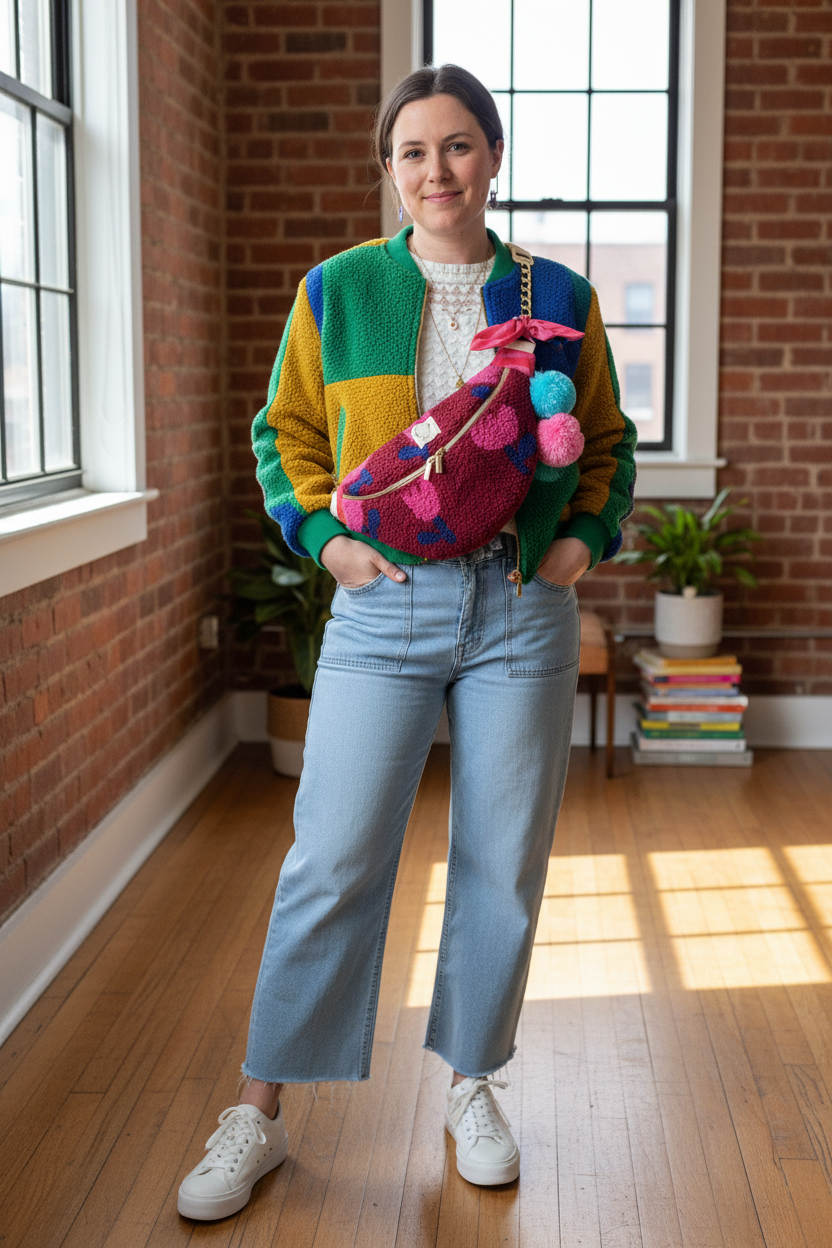 The Eléonore sherpa fanny pack in pink tulips