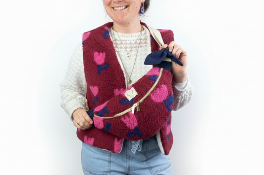 Le sac banane Eléonore sherpa tulipes roses- sur commande