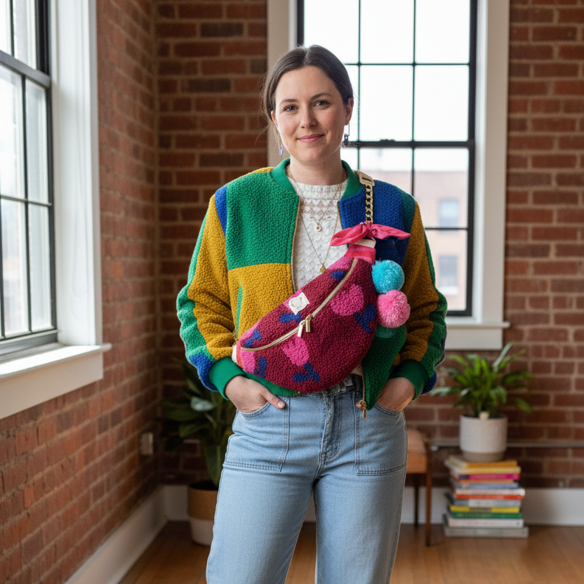The Eléonore sherpa fanny pack in pink tulips