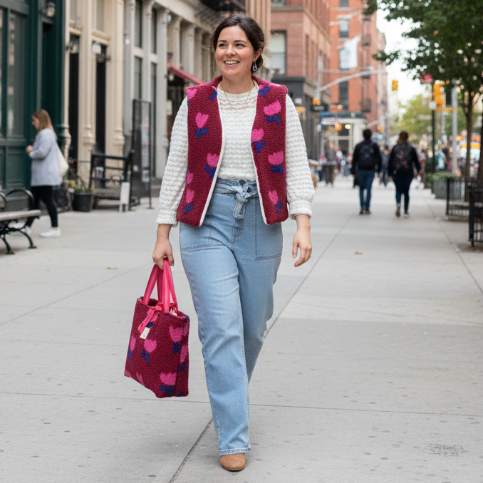 Félicie sherpa bag with tulip and rose print