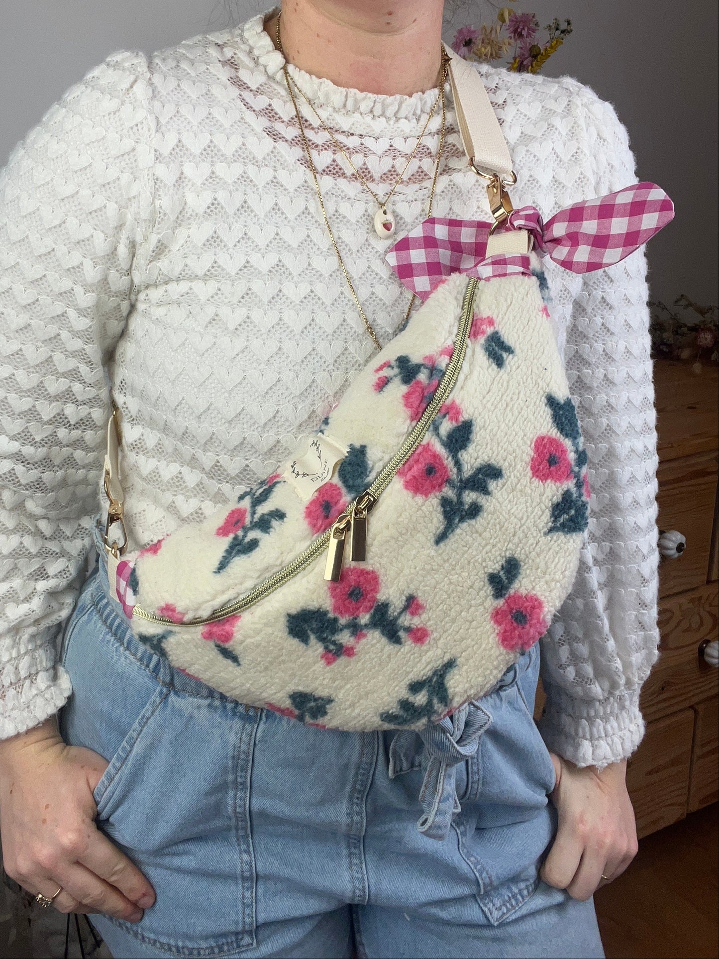 The floral sherpa fanny pack - made to order